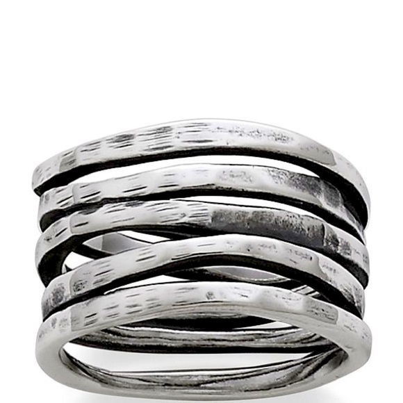 James Avery Stacked Sterling Silver Hammered Ring Size 7 Pre-Owned EUC .925 - Picture 1 of 5